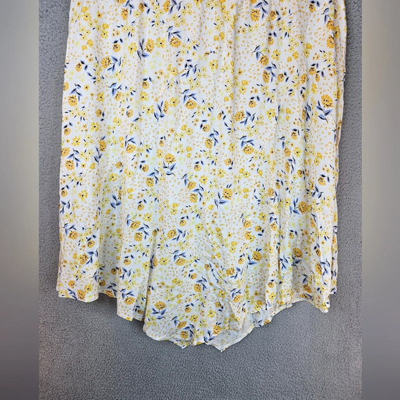 Eloquii Skirt Womens Sz 22 Yellow Floral Elastic Waist Hankerchief Hem - Picture 9 of 12